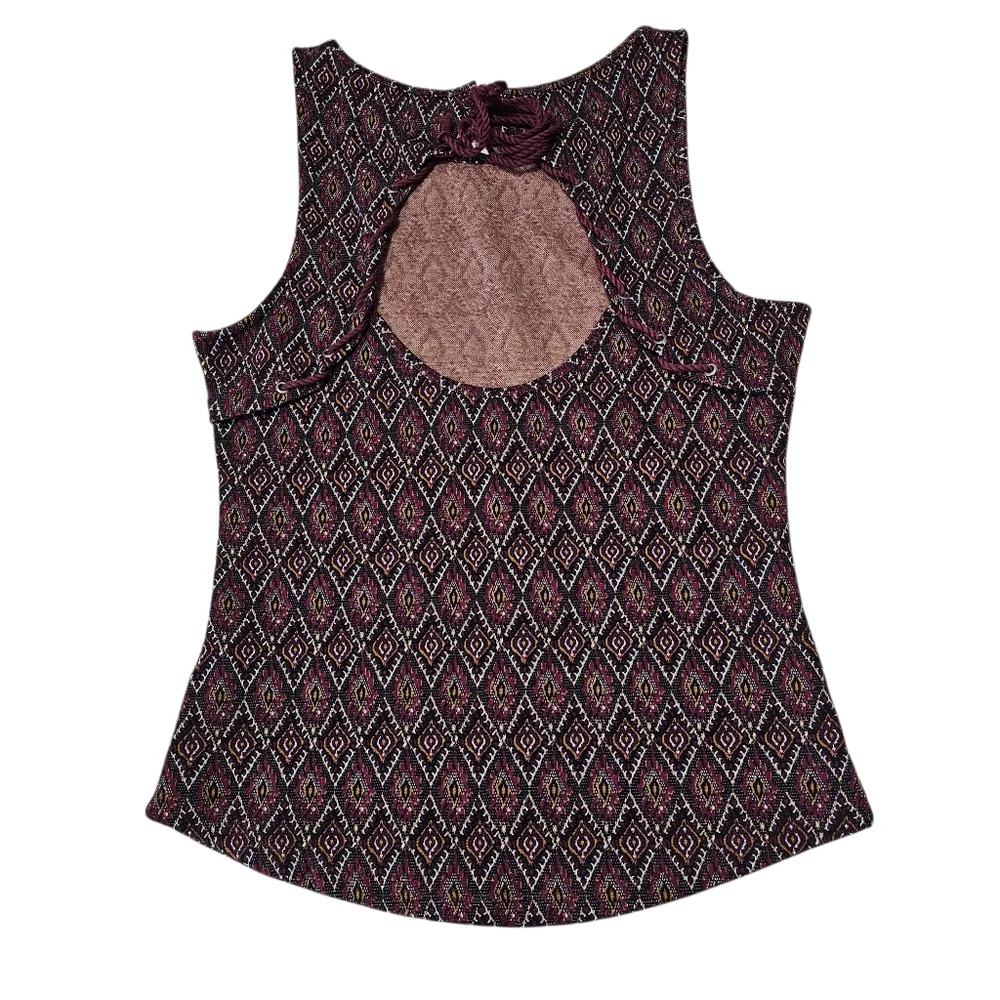 Free People Bright Side Boho Peekaboo Jacquard Tank Top Sz M